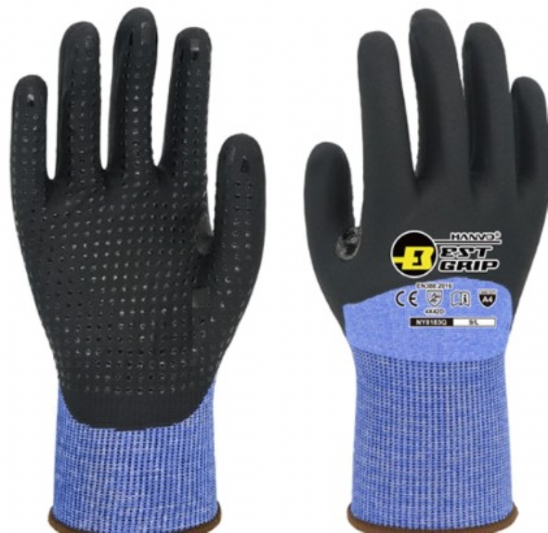 NY8183Q Dotlu Kesilmeye Diren�li Nitril Kaplama Eldiven - Siyah